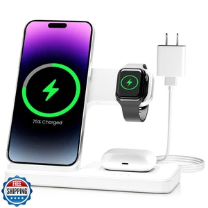 Wireless Charger Charging Station: 3 in 1 Charger Stand for Apple Multiple De - Picture 1 of 5