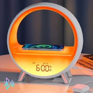 Reloj despertador Sunrise con estación de carga inalámbrica, altavoz Bluetooth, blanco... - Imagen 1 de 7