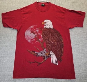 VTG 90s The Great American Bald Eagle Nature Tshirt Mens L Maroon SnglStitch USA - Picture 1 of 15