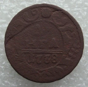 Russia Denga 1738 Anna Ioanovna Copper Coin D2 - Picture 1 of 7