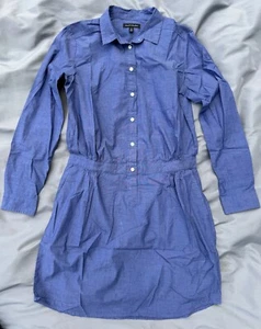 Banana Republic Langarm geknöpft Chambray Hemd Kleid Md blau 12 Tall EXC - Bild 1 von 5