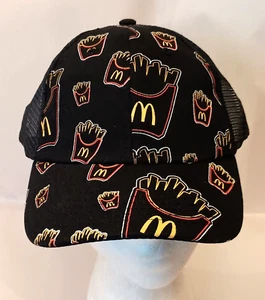McDonalds Restaurant French Fries All Over Mesh Black Baseball Cap Hat New OSFM - Picture 1 of 4