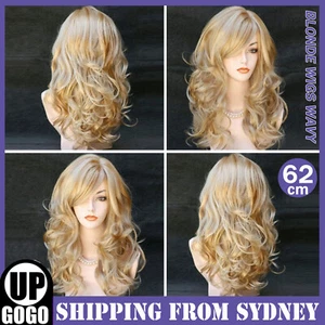 Blonde Wigs Wavy Curly Long Heat Resistant Fiber Costume Lace Front Wigs Short - Picture 1 of 6