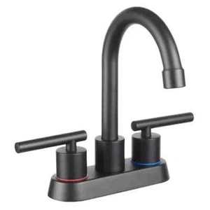 Project Source Larton Matte Black 4" in. Centerset Bathroom Sink Faucet 2-Handle - Bild 1 von 5