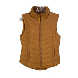 Aeropostale Puffer Weste Damen M braun durchgehender Reißverschluss Stehkragen Polyester - Bild 1 von 5