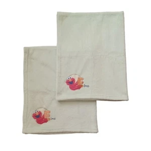 Sesame Street Baby Blanket 37x30 Green Lot of 2 Plush Elmo Crib Swaddle Bath - Picture 1 of 12