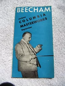 Sep 1941 COLUMBIA MASTERWORKS Supplement Reviews Thomas Beecham RECORD CATALOG - Picture 1 of 3