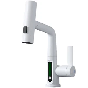 Modern Digital Bathroom Sink Faucet Single Handle Pull-Up Vanity Sink Faucet,... - Picture 1 of 8