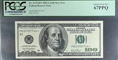 2003A $100 FRN Fr#2179-B 🌟Star Note🌟 -- PCGS 67 Superb Gem New PPQ - Image 1 of 3