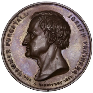 AUSTRIA Joseph von Hammer-Purgstall 1847 bronze Medal / By Carl Radnitzky - Picture 1 of 3