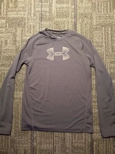 Under Armour HeatGear Fitted Long Sleeve Shirt Gray Youth Large YLG  - Picture 1 of 9