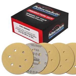 60 Grit 6" Sanding Discs, 6-Hole, Box of 80 - Dustless Hook & Loop Sandpaper - Bild 1 von 5