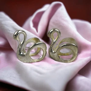 International Silver Company Vintage Swan Napkin Ring Silver Plated Set of 2 - Picture 1 of 6