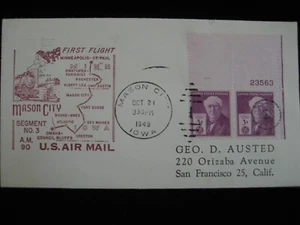 USA - 1949 First Flight Airmail Cover from Manson City, Iowa - Picture 1 of 2