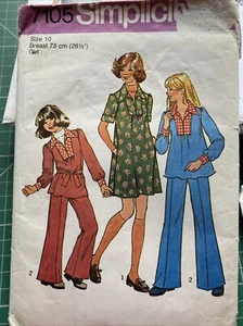 Simplicity 7105 Children’s Vintage pattern Age 10Dress Trousers Used Label Mark - Picture 1 of 2