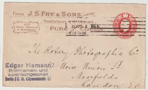1905 WERBEHÜLLE J S FRY BRISTOL POSTBRIEFPAPIER ZUM DREHFOTO - Bild 1 von 2