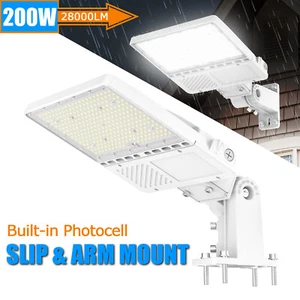 Dusk to Dawn 200W LED Parking Lot Light Commercial Stadium Street Shoebox Lights - Picture 1 of 13