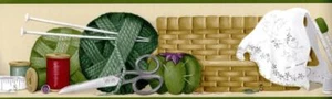 Sewing Basket & Yarn Country Wallpaper Border 5.5 in x15 ft - Picture 1 of 3