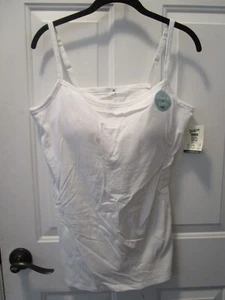 DULUTH WOMEN'S NO-YANK WIRELESS BRA CAMI TOP IN WHITE SIZE LARGE NEW - Picture 1 of 3