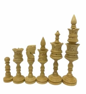 Juego de ajedrez tallado a mano King 8" 32 piezas de ajedrez talladas a mano hechas a mano - Imagen 1 de 7
