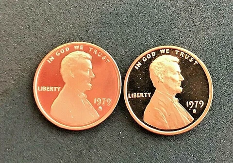1979 S Type 1 & Type 2  Lincoln cent   Gem Proof (2 coins) Cover