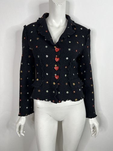 GIACCA CON BOTTONI CUORE MOSCHINO VINTAGE LANA NERA 42 M