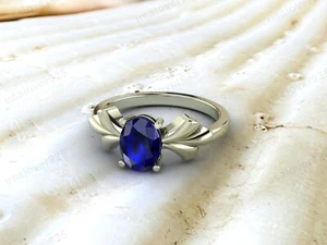 Anillo solitario de piedras preciosas de zafiro azul para mujer, joyería de plata de ley 925 - Imagen 1 de 24