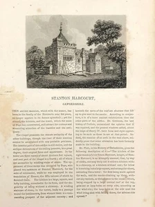 Stanton Harcourt Oxfordshire with background history original print 1818 - Picture 1 of 2
