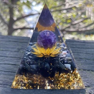 Amethyst Crystal Sphere Orgonite Pyramid Chakra Energy Orgone Stone - Picture 1 of 1