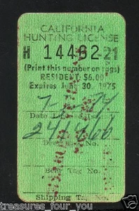 1974-1975 California Hunting Validation License Stamp Disabled Veteran No Fee - Picture 1 of 1