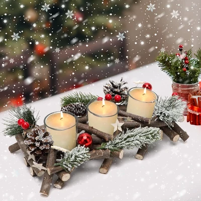 Portacandele Decorativo per Natale, Candele Natalizio, Centrotavola Natale, Addo - Immagine 1 di 4