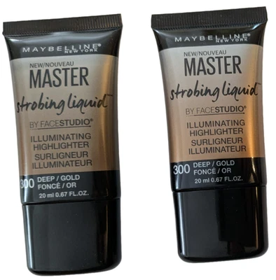 Iluminador líquido Maybelline Master Strobing profundo/dorado 2 tubos Foto 1 de 3