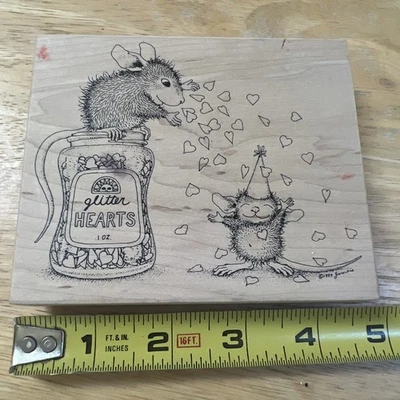 Stampa Rosa 87 Corazones Brillo Casa Ratón Retirado 1997 Foto 1 de 4