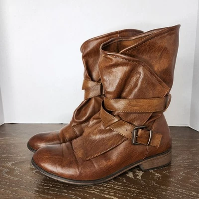 Pierre Dumas Para Mujer Marrón Whisky Motociclista Retro Ciudad Hebilla Tirantes Botas Talla 9 Foto 1 de 4