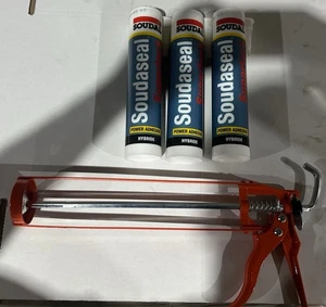 3 Tubes Soudaseal Supertack white 290ml Grab Adhesive white + FREE Caulking Gun - Picture 1 of 2