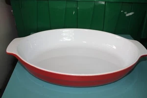 Emile Henry Große 11” x 16” Ovale Backform Rot & Weiß 305 90,04 mit Griffen - Bild 1 von 8