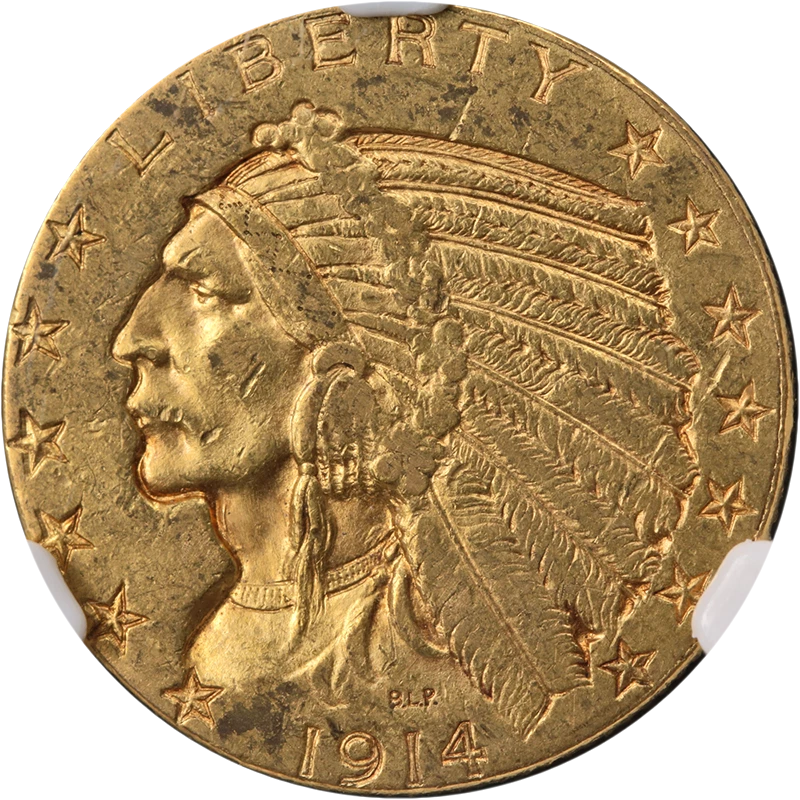 1914-P Indian Gold $5 NGC MS61 Decent Eye Appeal Nice Strike - Image 1 of 4
