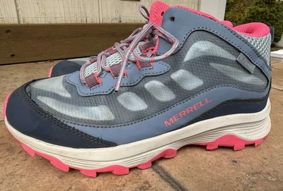 Merrell Moab Speed Mid Waterproof Hiking  Shoe for Girls/ Kids Size 4 Blue&Gray - Image 1 of 4