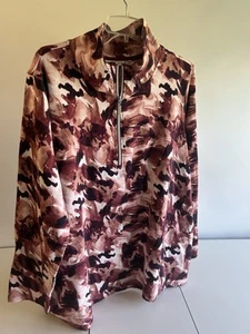 D&Co Active Women's Brown Multicolored Print Half Zip Size 2X - Picture 1 of 5