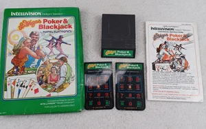 Intellivision Las Vegas Poker y Blackjack Caja Completa Superposiciones Manuales - Imagen 1 de 11