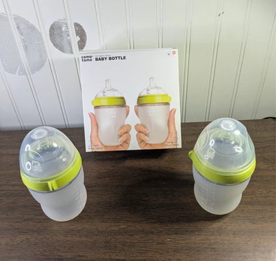 Mamadeiras de silicone higiênicas macias Comotomo 8 fl oz fluxo médio 2 furos lote de 4 - Imagem 1 de 4