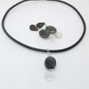 Schmuckset Halskette + Ohrringe mit Labradorit Oval - Bild 1 von 8