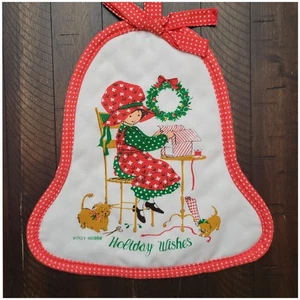 Vintage Holly Hobbie Christmas Potholder/Hotpad w Red & White Polka Dot Trim - Picture 1 of 8