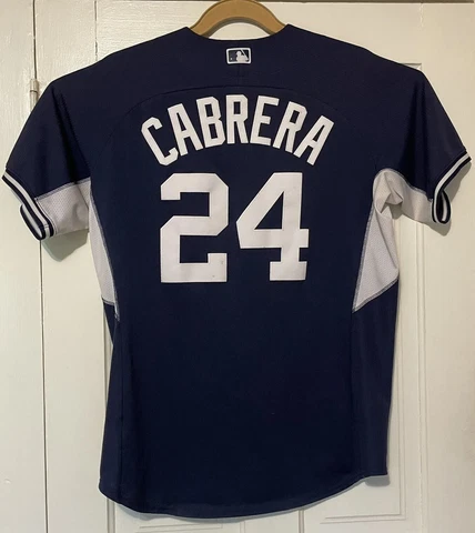 Miguel Cabrera #24 Jersey Detroit Tigers MLB Size 48 Blue Embroidered Majestic Cover