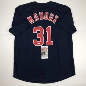 Autographed/Signed Greg Maddux Atlanta Blue Baseball Jersey JSA COA - Picture 1 of 4