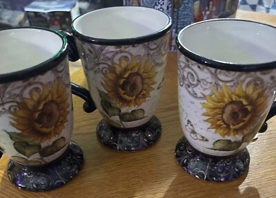 Beautiful French Sunflower Coffee Mug Set Of 3 - Image 1 of 4