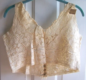 Vintage Allover Baumwolle Spitze Camisole Bralette Dessous Tank Top Haken & Ösen Verschluss - Bild 1 von 9