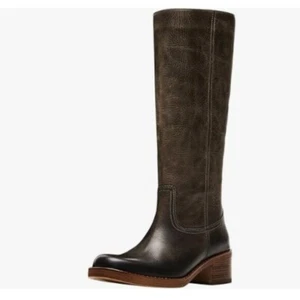 FOWT Women Platform Round Toe Calf High Boots Chunky Block Low Heel Brown Boots - Picture 1 of 8