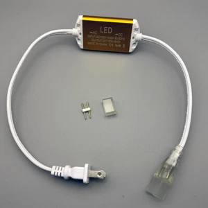 1PC 110V/220V Power Cord Connector Line for W8mm x H17mm LED Neon Strip Lights - Picture 1 of 8