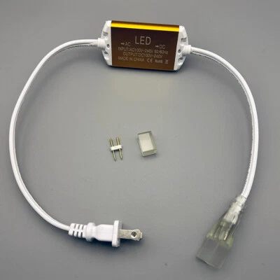 1PC 110V/220V Power Cord Connector Line for W8mm x H17mm LED Neon Strip Lights - Image 1 of 4